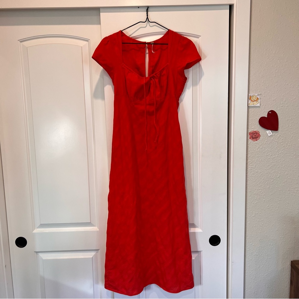 Red Midi Dress Free People Size Medium
